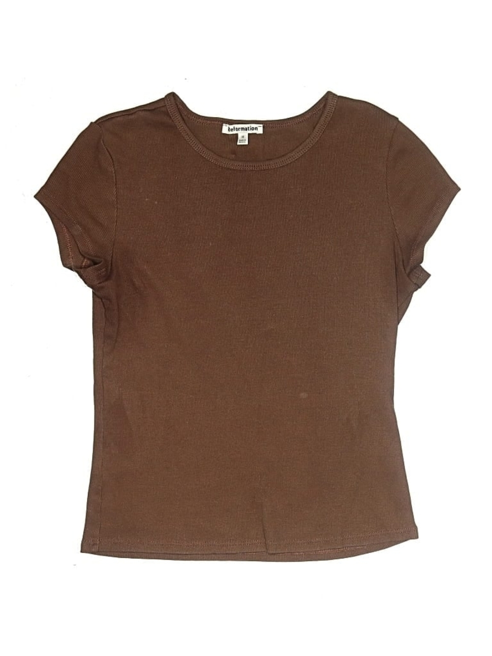 Reformation Brown Ribbed Muse Tee - Picture 2 of 5